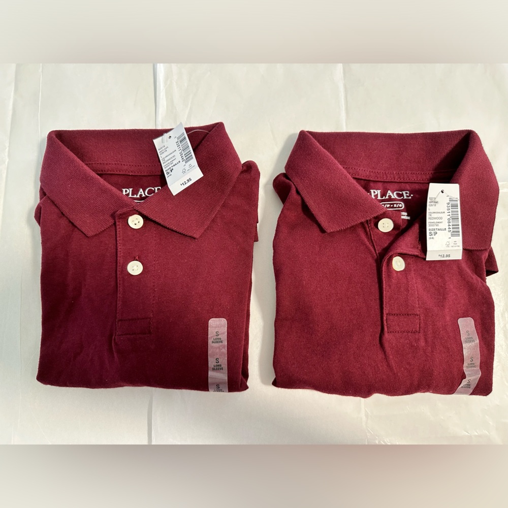 Nwt-Bundle of 2- Children’s Place Burgundy Polo long sleeve Shirt Size 5